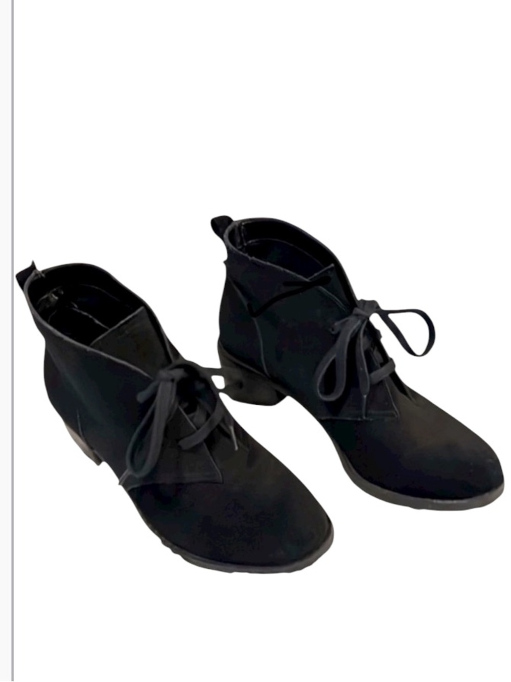 Susina Women’s Black Suede Leather Block Heel Lace Up Ankle Boots Booties Sz 6.5